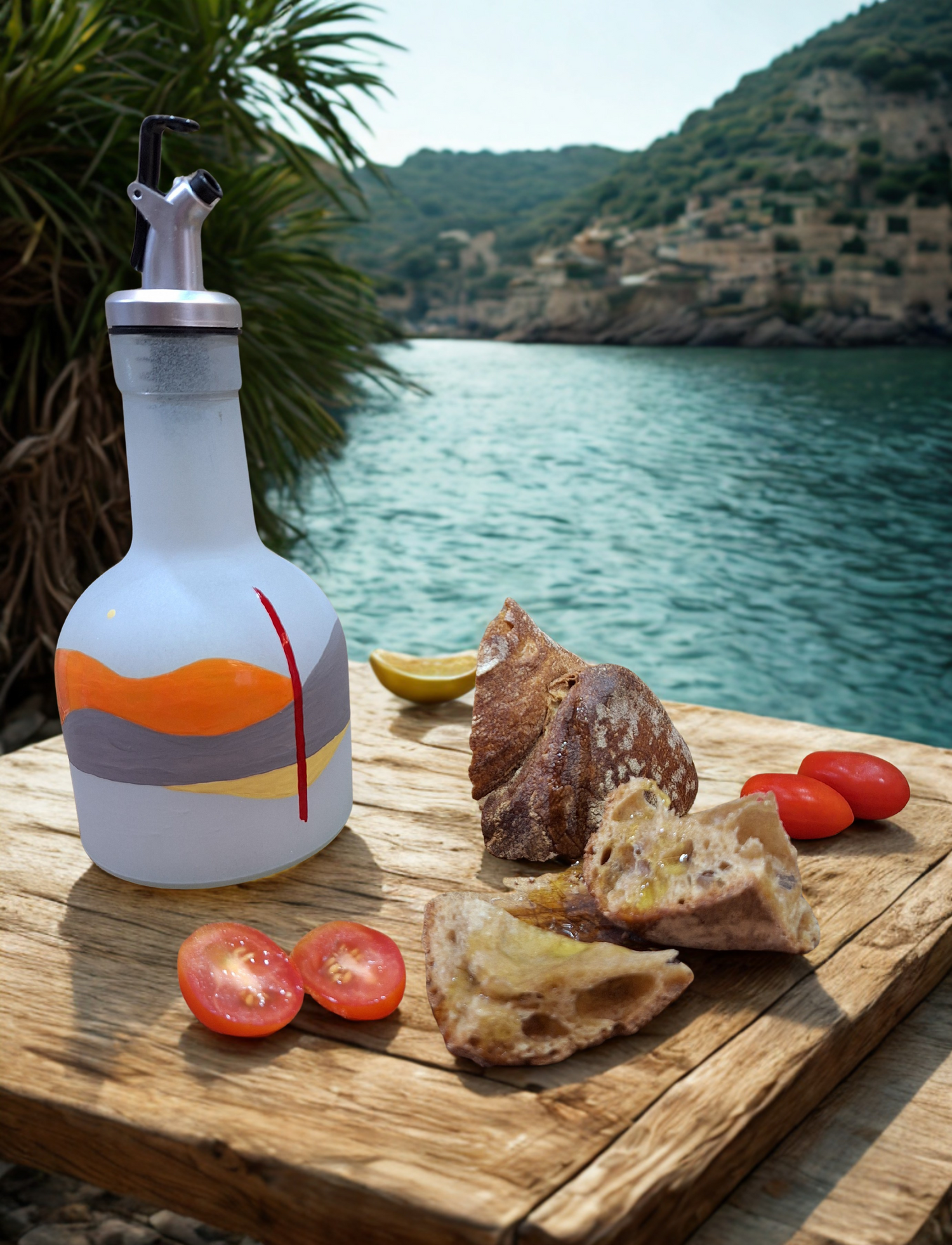 A Napba hajló csend olajtartó üveg bemutató képe - Mediterrán fények kollekció