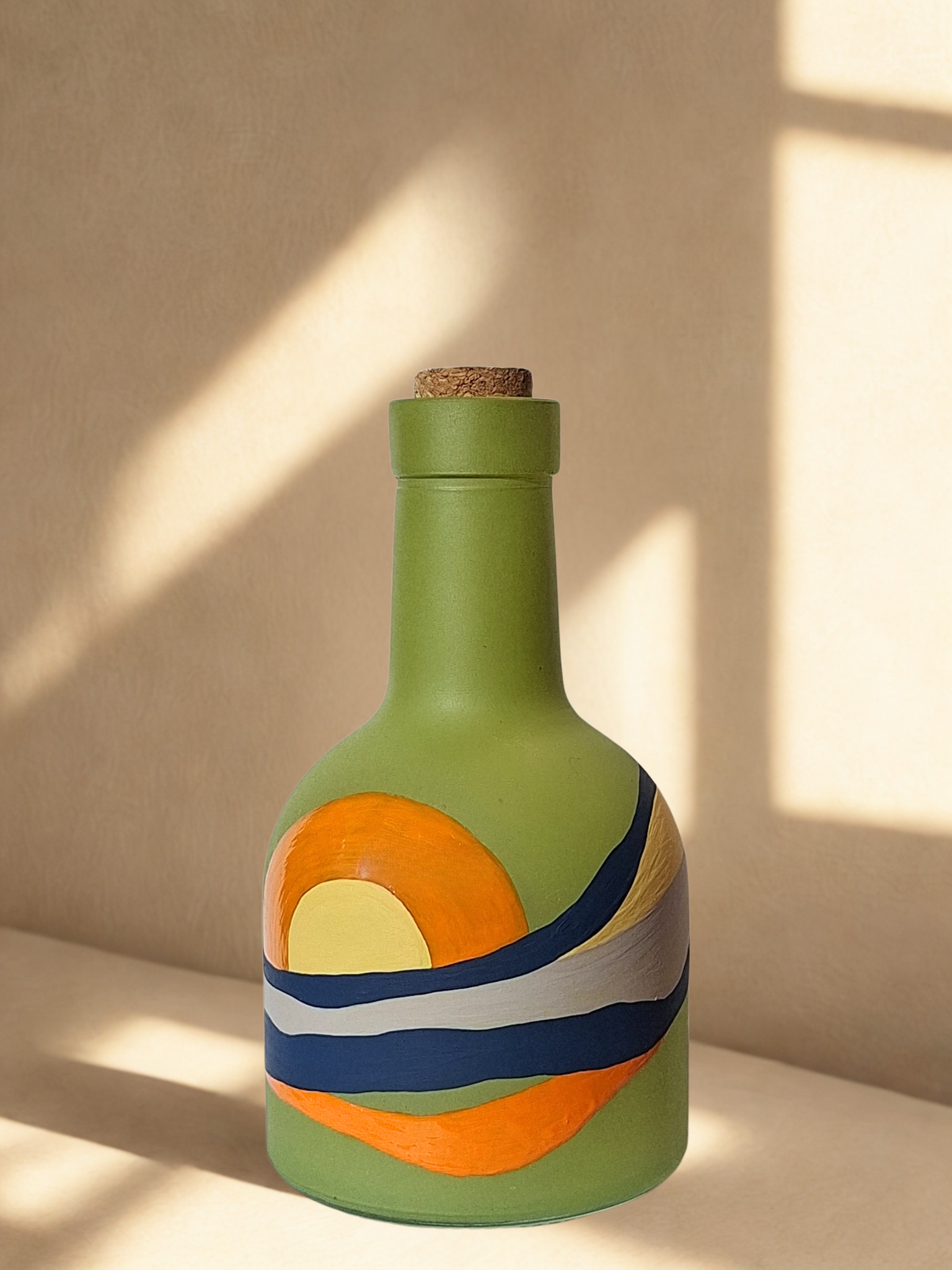 Aranyóra - kézzel festett olajtartó üveg a Mediterrán fények kollekcióból