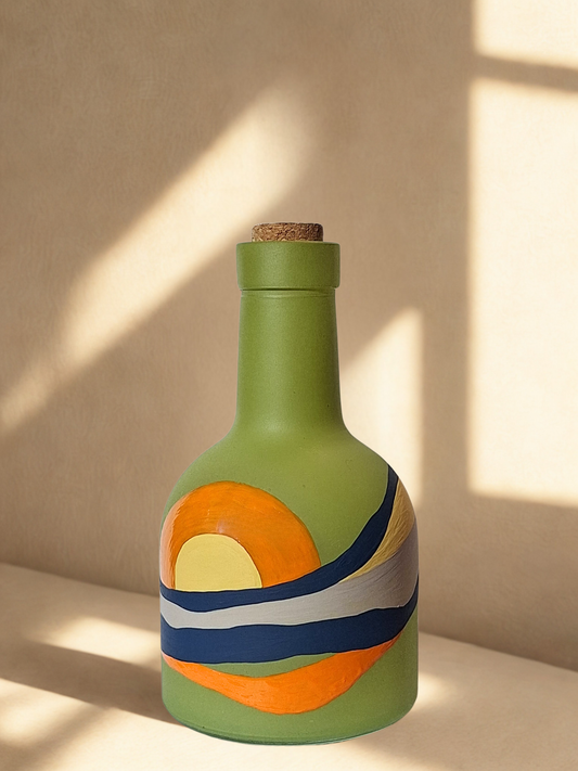 Aranyóra - kézzel festett olajtartó üveg a Mediterrán fények kollekcióból