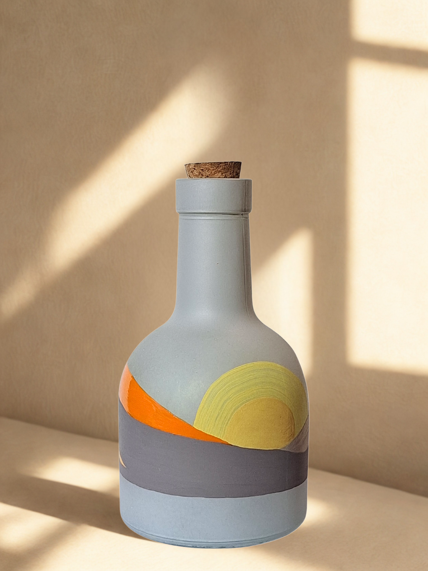 Délidő - kézzel festett olajtartó üveg a Mediterrán fények kollekcióból