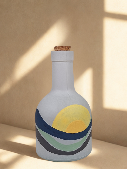 Ébredő nap - kézzel festett olajtartó üveg a Mediterrán fények kollekcióból