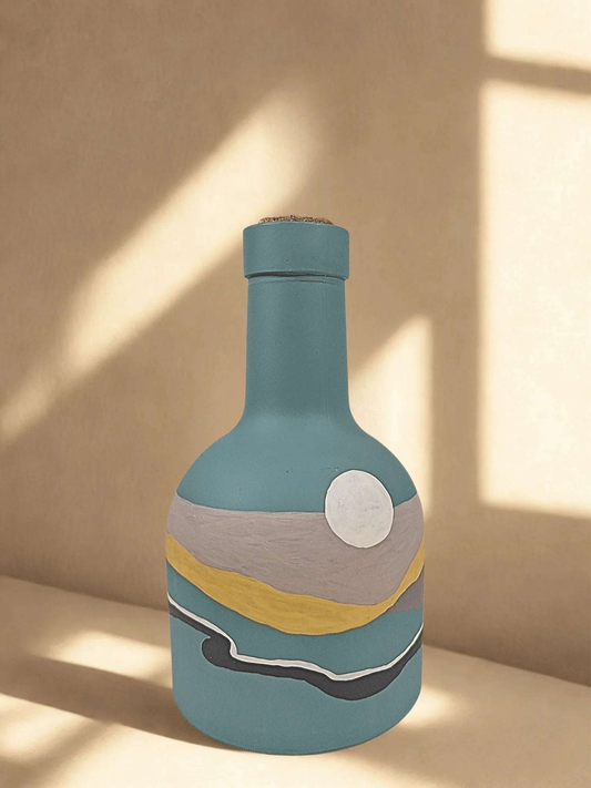 Holdfény - kézzel festett olajtartó üveg a Mediterrán fények kollekcióból