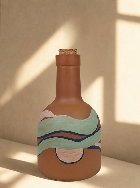 Homokszín lélegzet - kézzel festett olajtartó üveg a Mediterrán fények kollekcióból