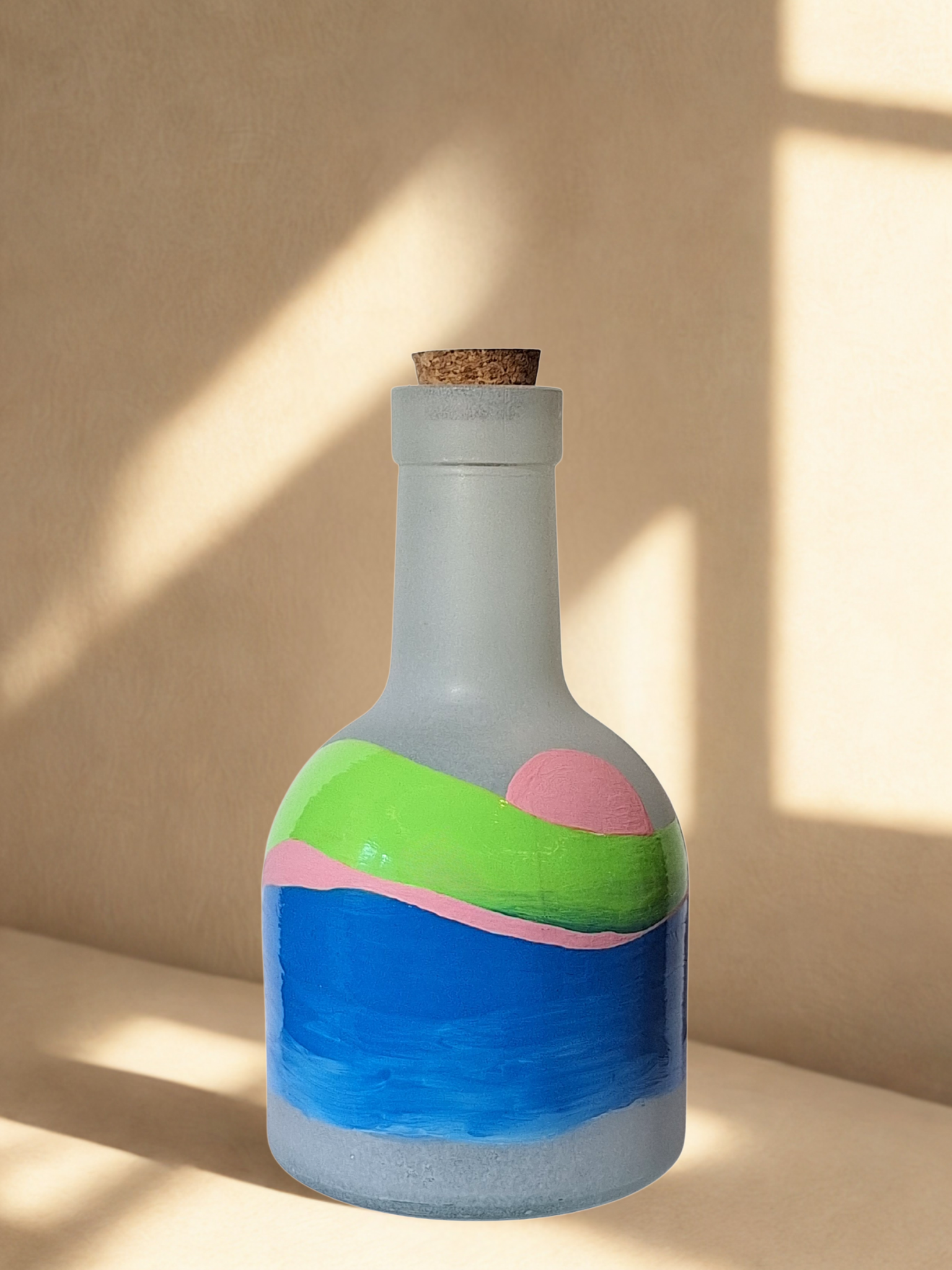 Kék csend - kézzel festett olajtartó üveg a Mediterrán fények kollekcióból