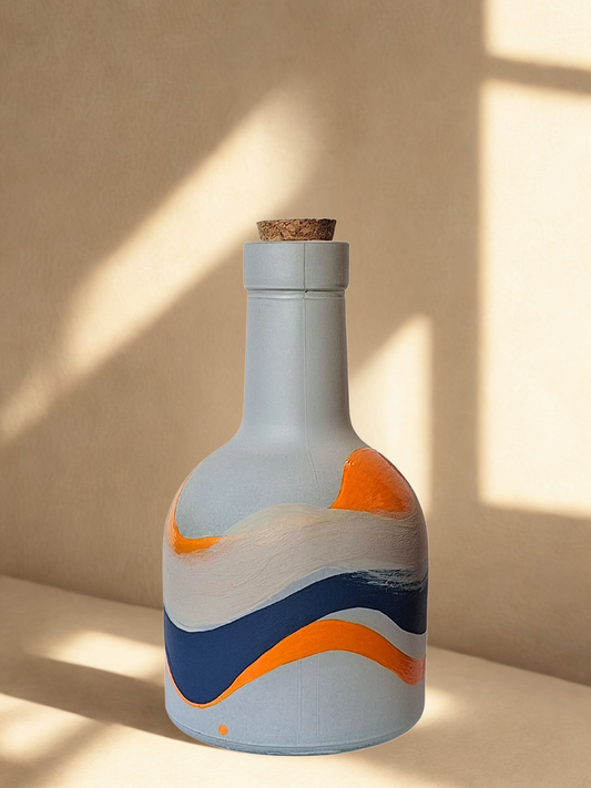 Mediterrán találkozás - kézzel festett olajtartó üveg a Mediterrán fények kollekcióból
