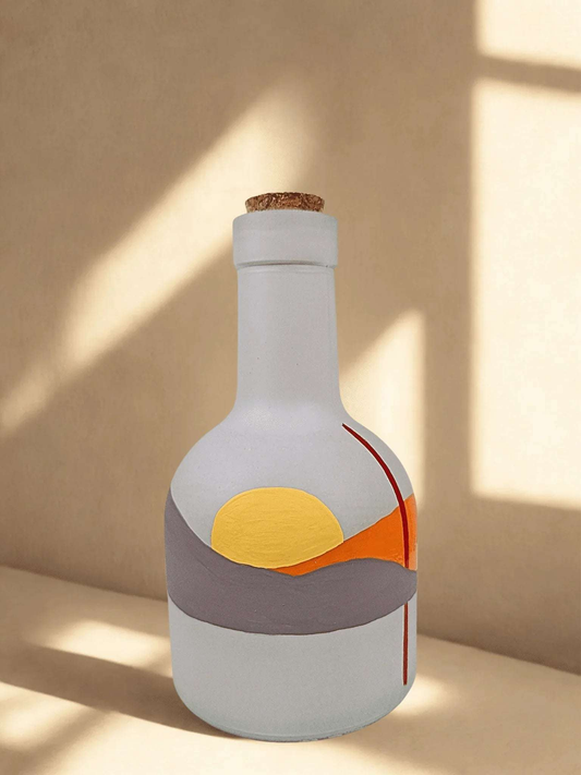 Napba hajló csend - kézzel festett olajtartó üveg a Mediterrán fények kollekcióból