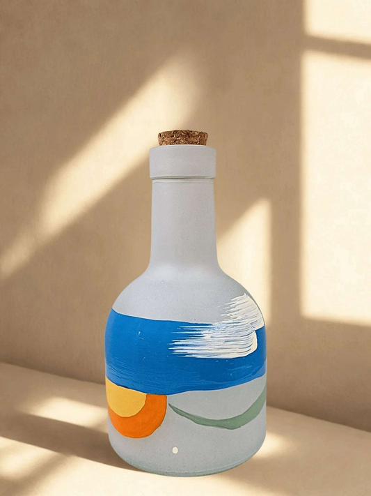 Napcsókolta öböl - kézzel festett olajtartó üveg a Mediterrán fények kollekcióból