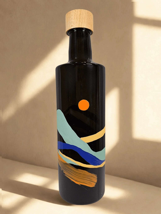 Aranyló hullám - kézzel festett olajtartó üveg a Mediterrán horizont kollekcióból