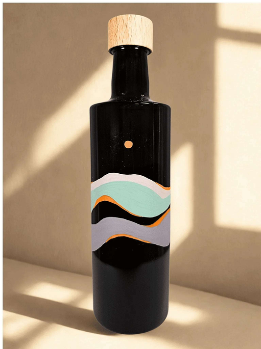 Hullámzó nap - kézzel festett olajtartó üveg a Mediterrán horizont kollekcióból