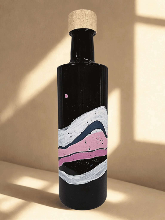 Hullámzó alkony - kézzel festett olajtartó üveg a Mediterrán horizont kollekcióból