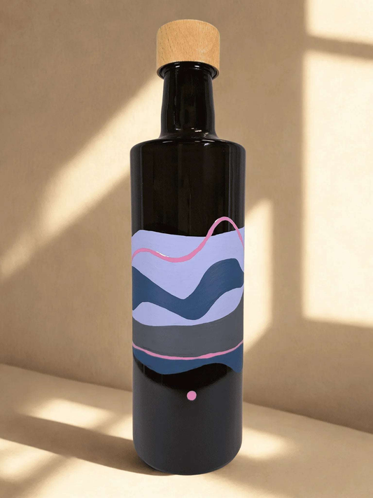 Ködös hajnal - kézzel festett olajtartó üveg a Mediterrán horizont kollekcióból