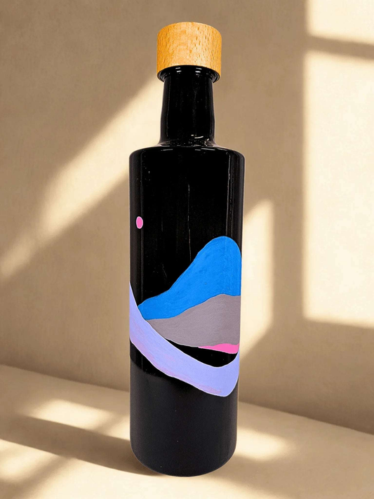 Romantikus reggel - kézzel festett olajtartó üveg a Mediterrán horizont kollekcióból